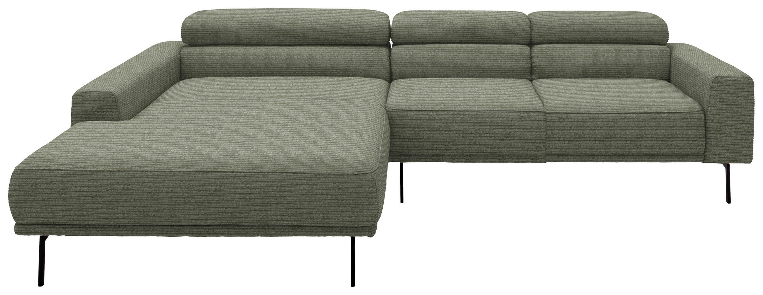 ECKSOFA Cord Olivgrün  - Schwarz/Olivgrün, Design, Textil/Metall (215-217/293cm) - Schöner Wohnen