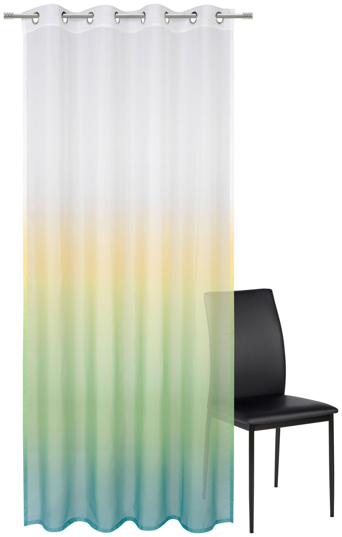 PERDEA CU INELE TIP CAPSĂ semitransparent  - galben/verde, Trend, textil (140/245cm) - Esposa