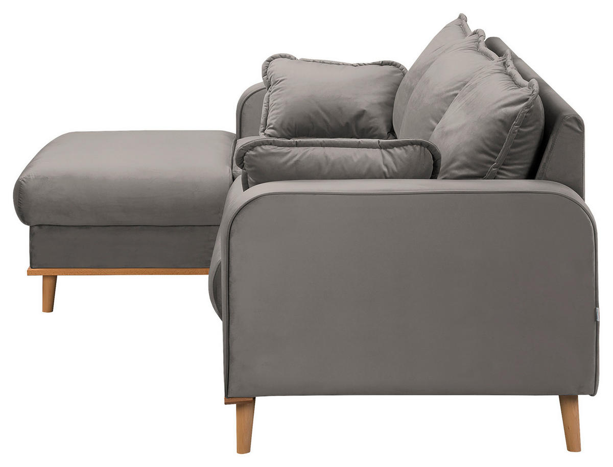 ECKSOFA in Mikrofaser Grau  150/230 cm  - Wengefarben/Grau, Design, Holz/Textil (150/230cm) - Livetastic