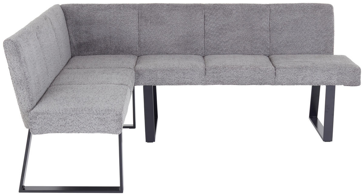 ECKBANK 150/190 cm Leinenoptik Grau   - Schwarz/Grau, MODERN, Textil/Metall (150/190cm) - MID.YOU