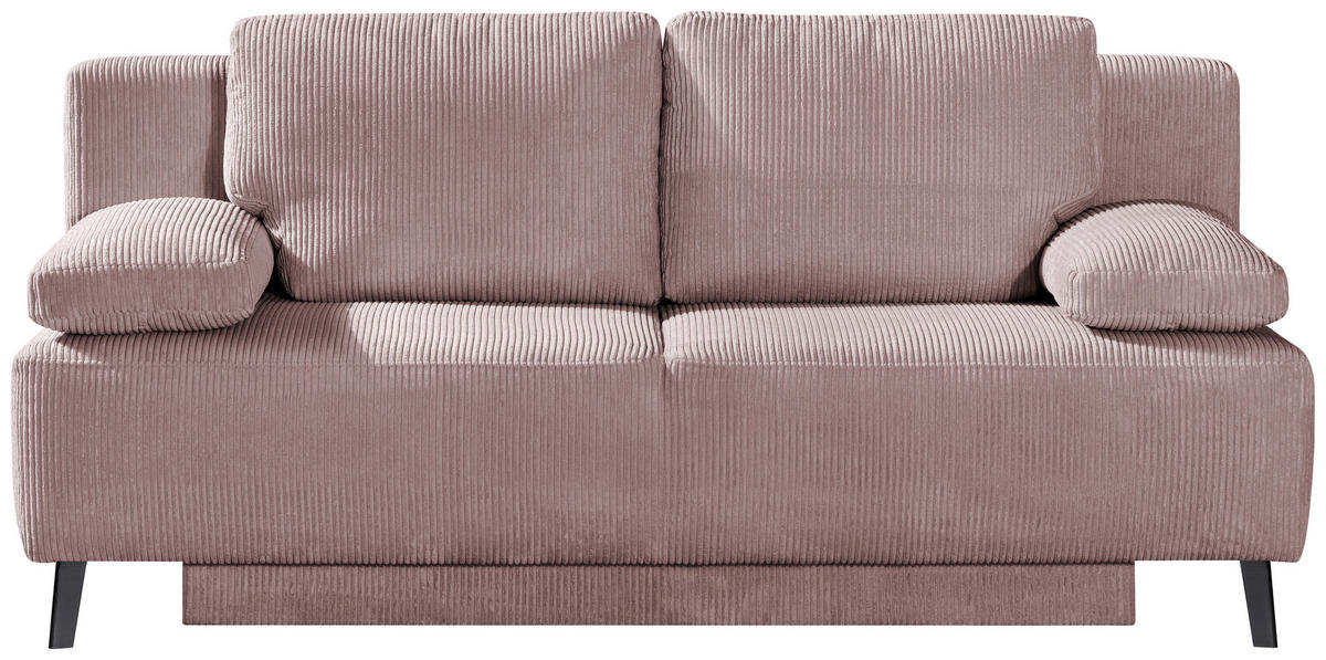 SCHLAFSOFA in Cord Rosa  - Schwarz/Rosa, Modern, Textil/Metall (197/92/88cm) - Novel