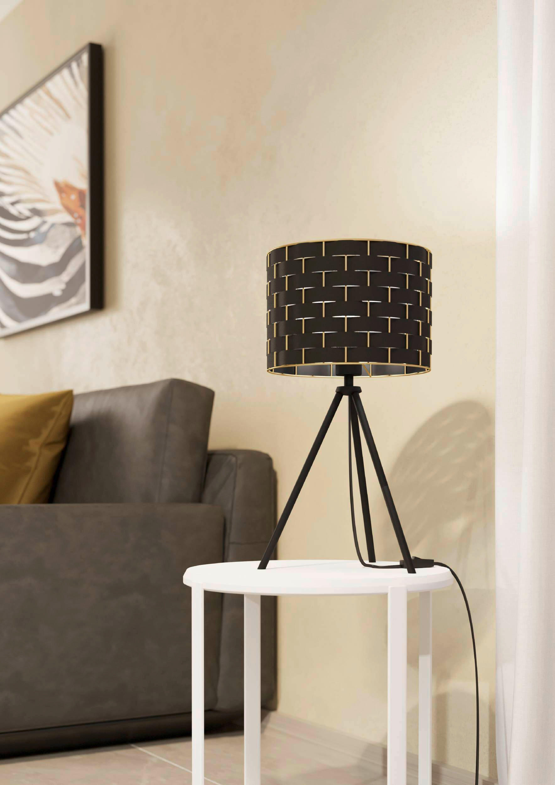 BORDSLAMPA Marasales 28/57 cm   - mässingsfärgad/svart, Design, metall/textil (28/57cm) - Eglo