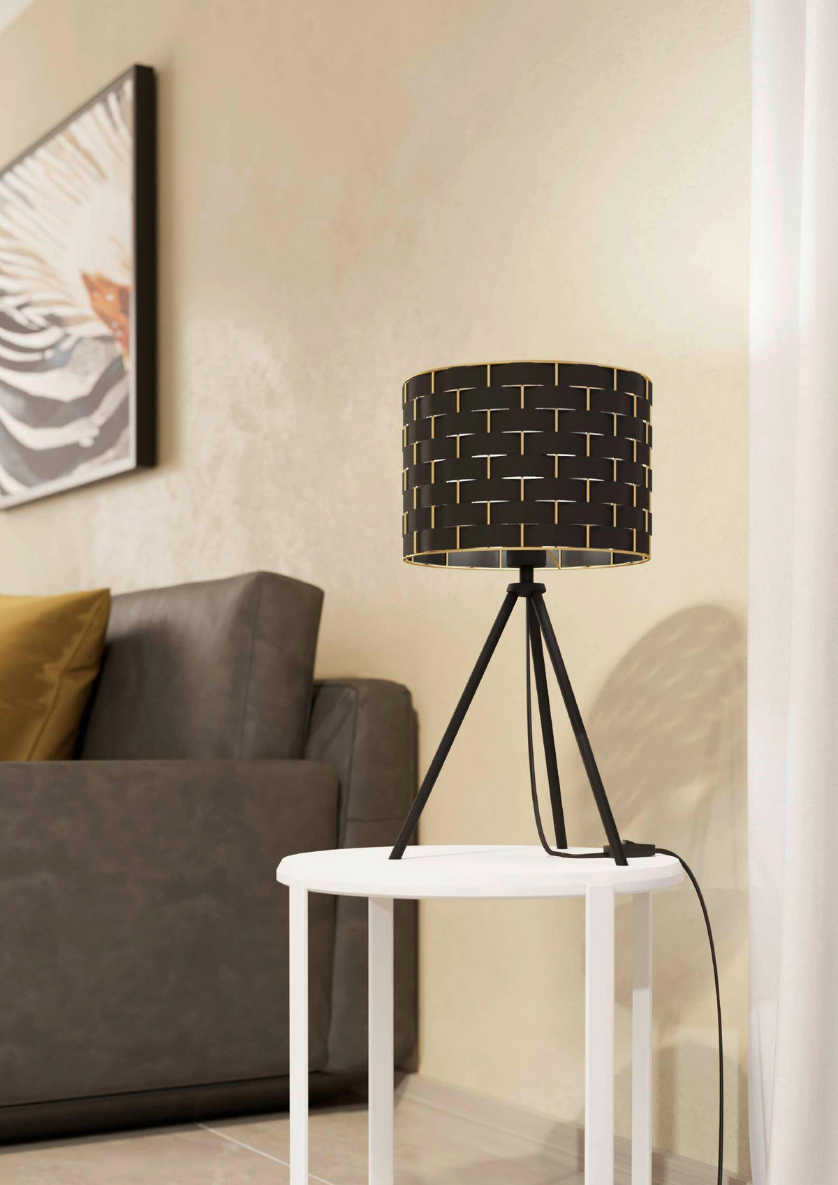 BORDSLAMPA Marasales 28/57 cm   - mässingsfärgad/svart, Design, metall/textil (28/57cm) - Eglo
