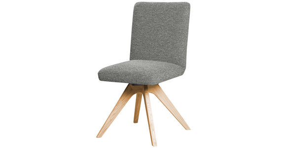 STUHL drehbar - Eichefarben/Grau, KONVENTIONELL, Holz/Textil (47/89/60cm) - Linea Natura