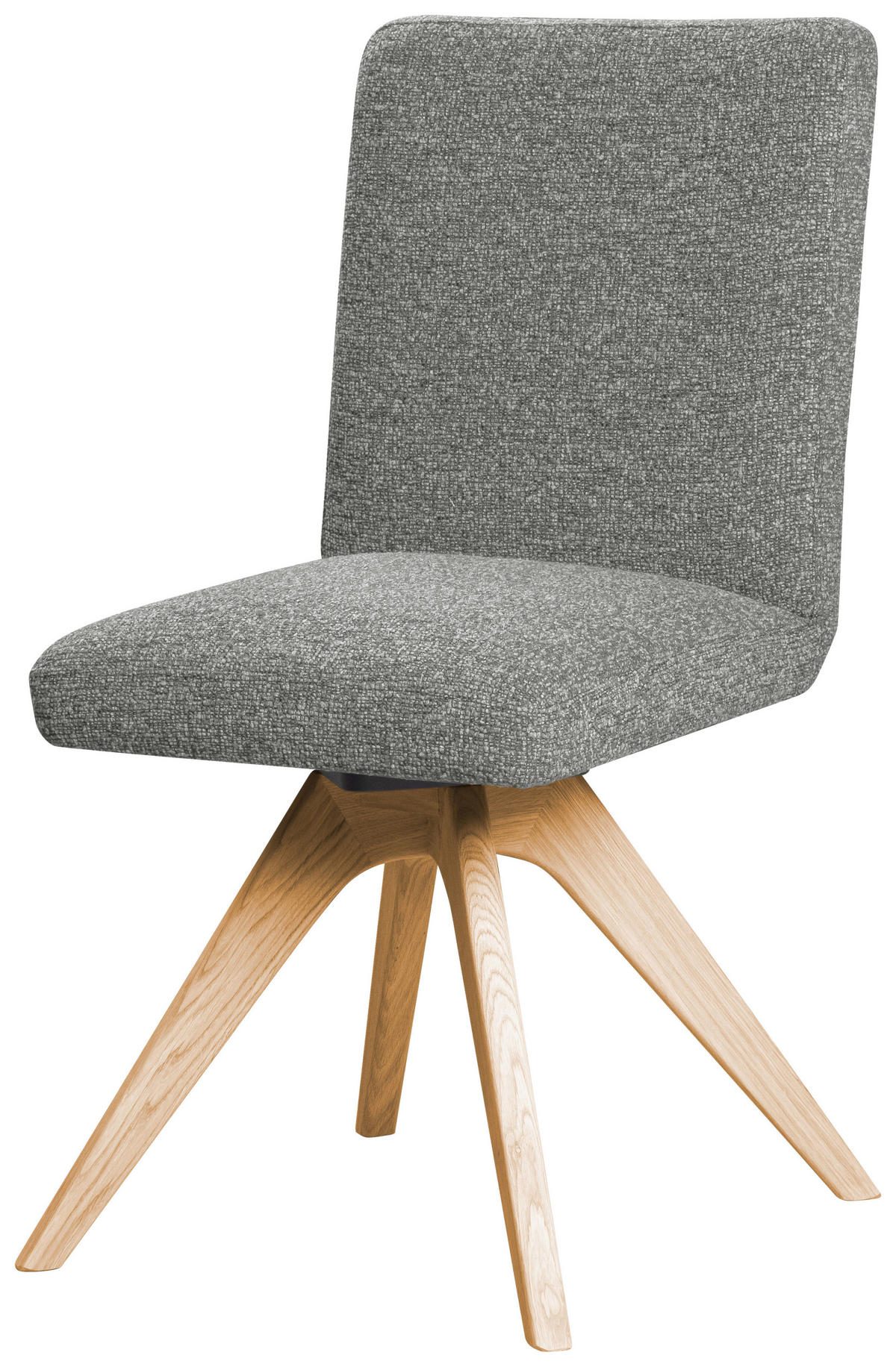 STUHL Webstoff Grau Eiche vollmassiv  - Eichefarben/Grau, KONVENTIONELL, Holz/Textil (47/89/60cm) - Linea Natura