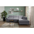 ECKSOFA Dunkelgrau Velours  inkl. Bettkasten, Schlaffunktion, Rücken echt, Kopfteilverstellung, Liegefläche im Originalstoff  - Dunkelgrau/Schwarz, KONVENTIONELL, Textil/Metall (255/217cm) - Carryhome