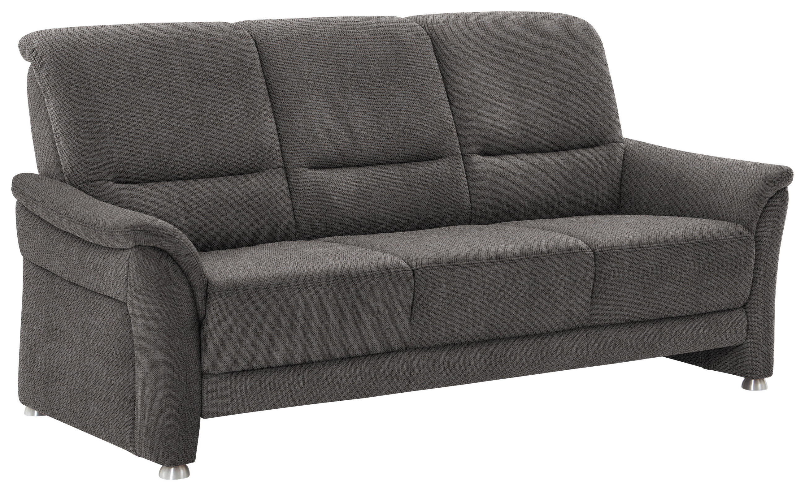 3-SITZER-SOFA  in Flachgewebe Dunkelbraun  - Dunkelbraun/Alufarben, KONVENTIONELL, Textil/Metall (198/96/93cm) - Beldomo Premium