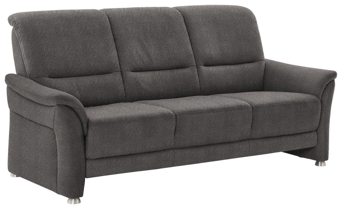 SITZGARNITUR  in Flachgewebe Dunkelbraun  - Dunkelbraun/Alufarben, KONVENTIONELL, Textil/Metall (198/172/96/93cm) - Beldomo Premium