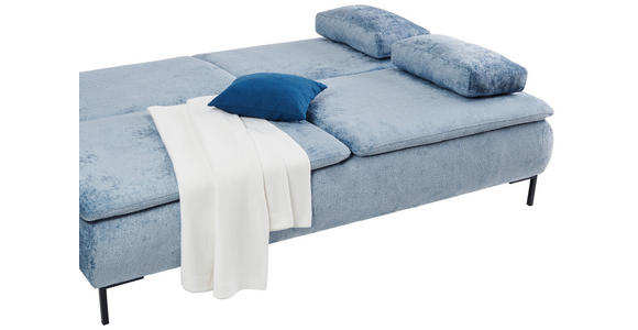 BOXSPRINGSOFA Webstoff Blau  - Blau/Schwarz, Design, Textil/Metall (202/93/100cm) - Novel