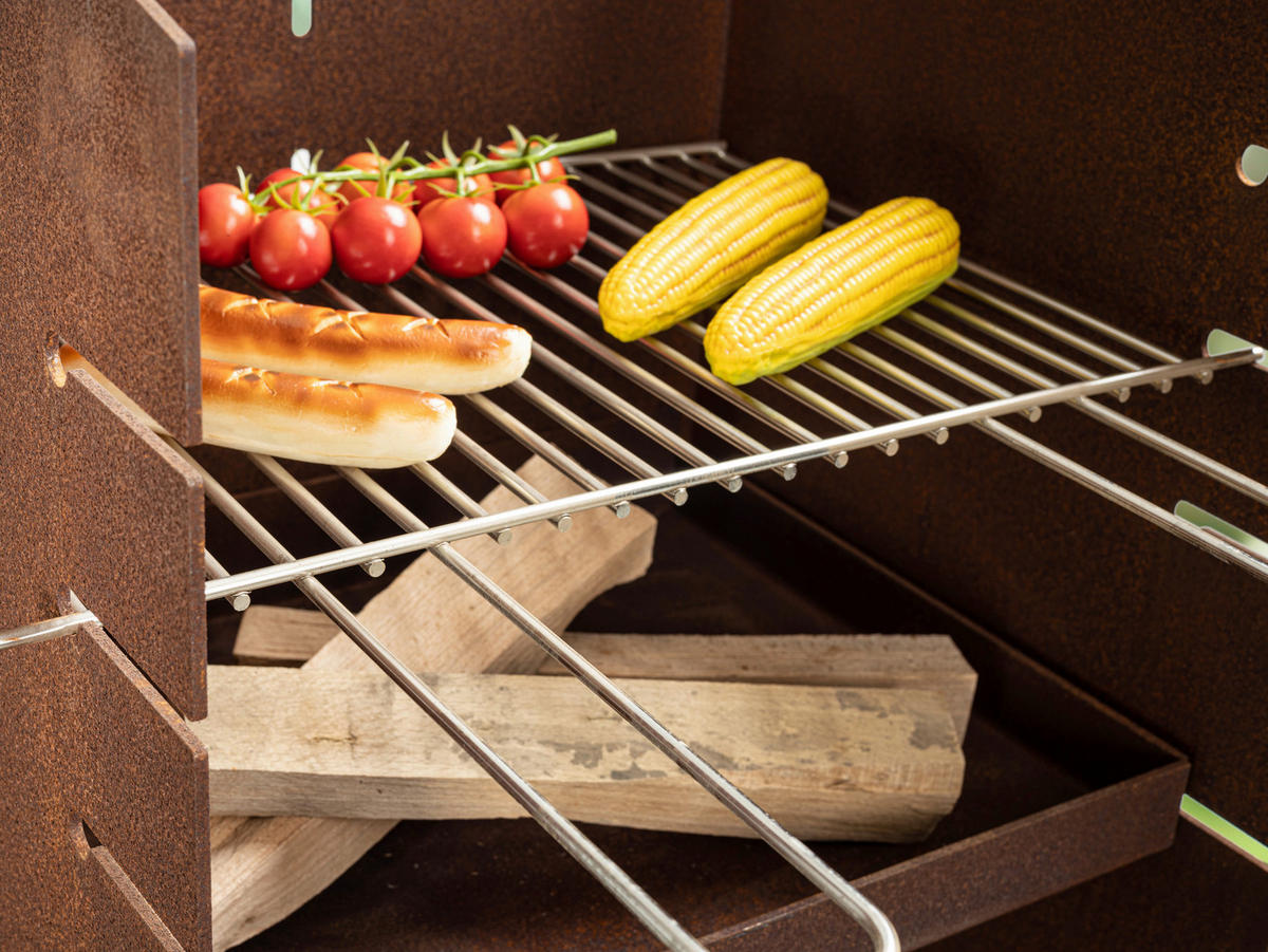 HOLZKOHLEGRILL - Rostfarben, Design, Metall (51/45/125cm) - Nouvel