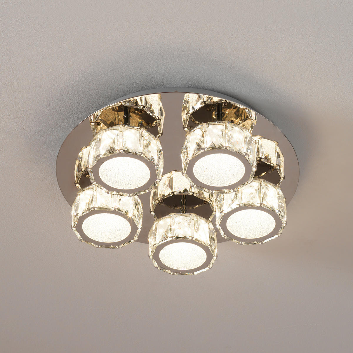 LED-TAKLAMPA 40 W 40 cm  - kromfärg, Romantik / Lanthus, metall/glas (40cm)