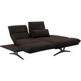 ECKSOFA in Echtleder Braun  - Schwarz/Braun, Design, Leder/Metall (210/130cm) - Dieter Knoll