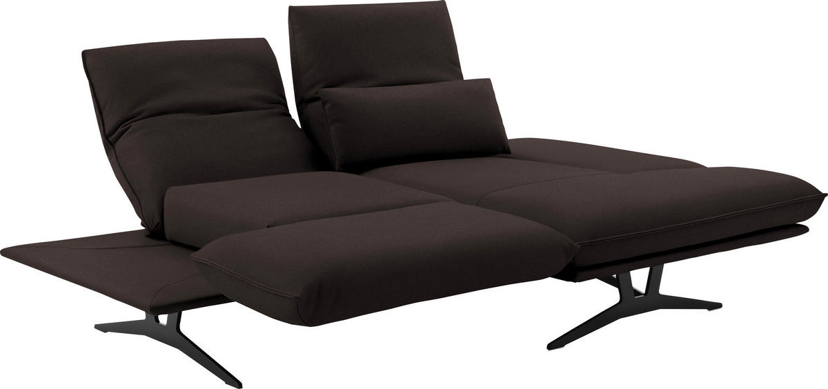 ECKSOFA in Echtleder Braun  - Schwarz/Braun, Design, Leder/Metall (210/130cm) - Dieter Knoll