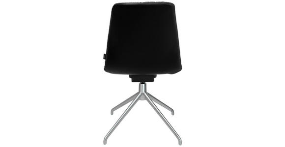 STUHL in Aluminium Echtleder pigmentiert Metall, Leder - Schwarz/Alufarben, Design, Leder/Metall (46/81,5-84,5/55cm) - Johann Jakob