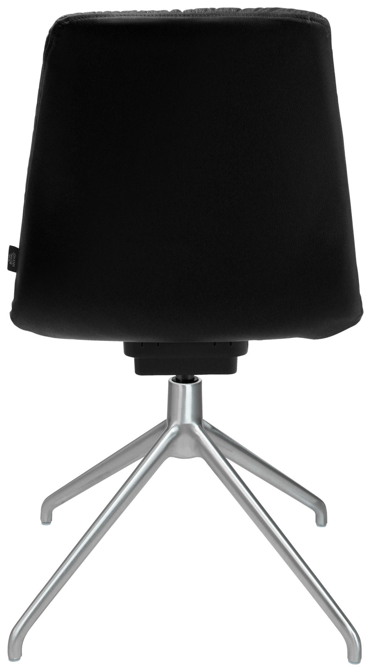 STUHL  in Aluminium Echtleder pigmentiert  - Schwarz/Alufarben, Design, Leder/Metall (46/81,5-84,5/55cm) - Johann Jakob