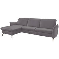 ECKSOFA Lederlook (vegan) Grau  - Grau/Nickelfarben, Modern, Textil/Metall (179/233cm) - Livetastic