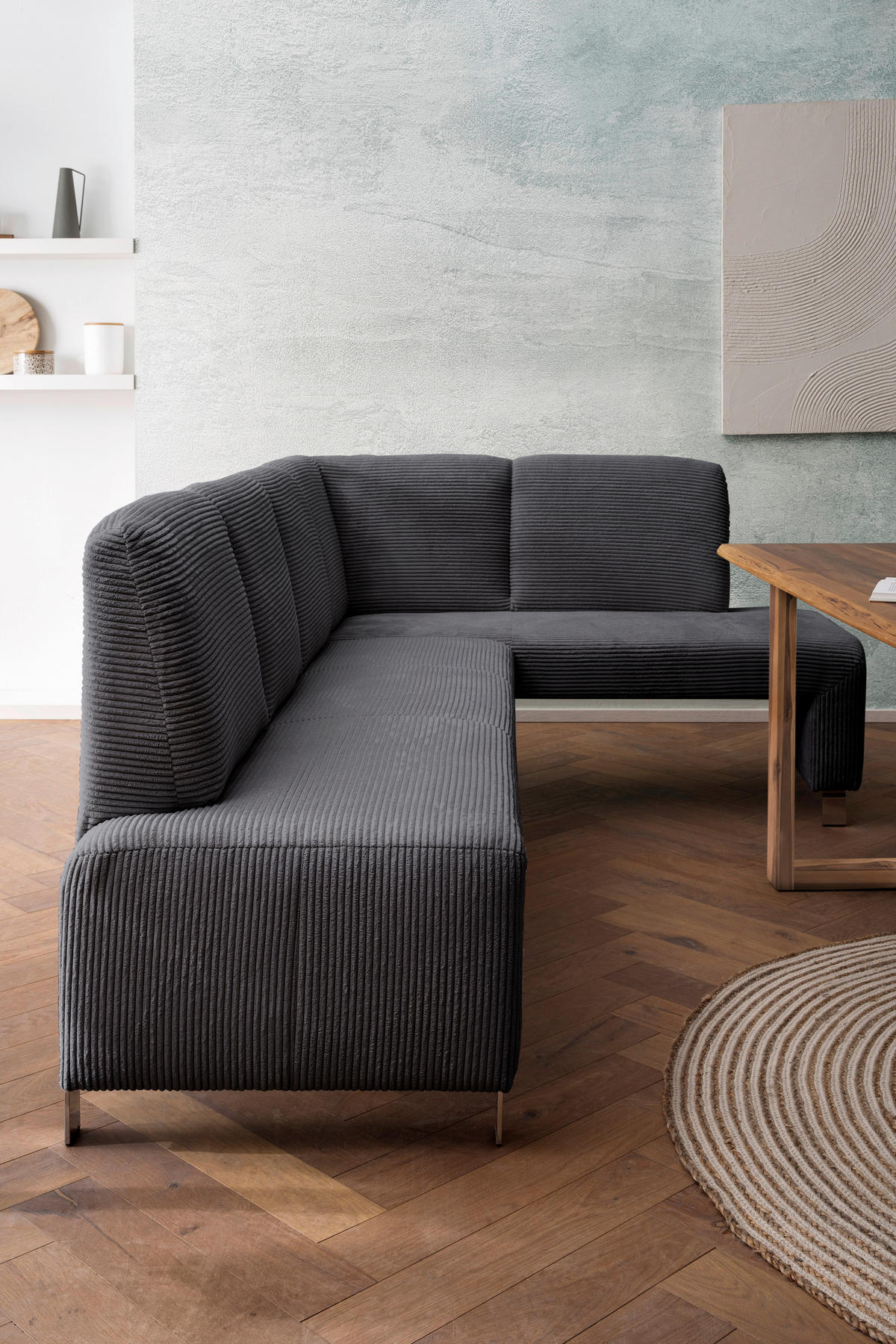 KLUPA KUTNA  antracit  drvo, tekstil, drvni materijal      - srebrne boje/antracit, Moderno, drvni materijal/drvo (243/158cm) - Livetastic
