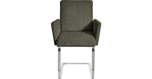 ARMLEHNSTUHL in Stahl Flachgewebe - Chromfarben/Grün, Design, Textil/Metall (60/92/60cm) - Dieter Knoll