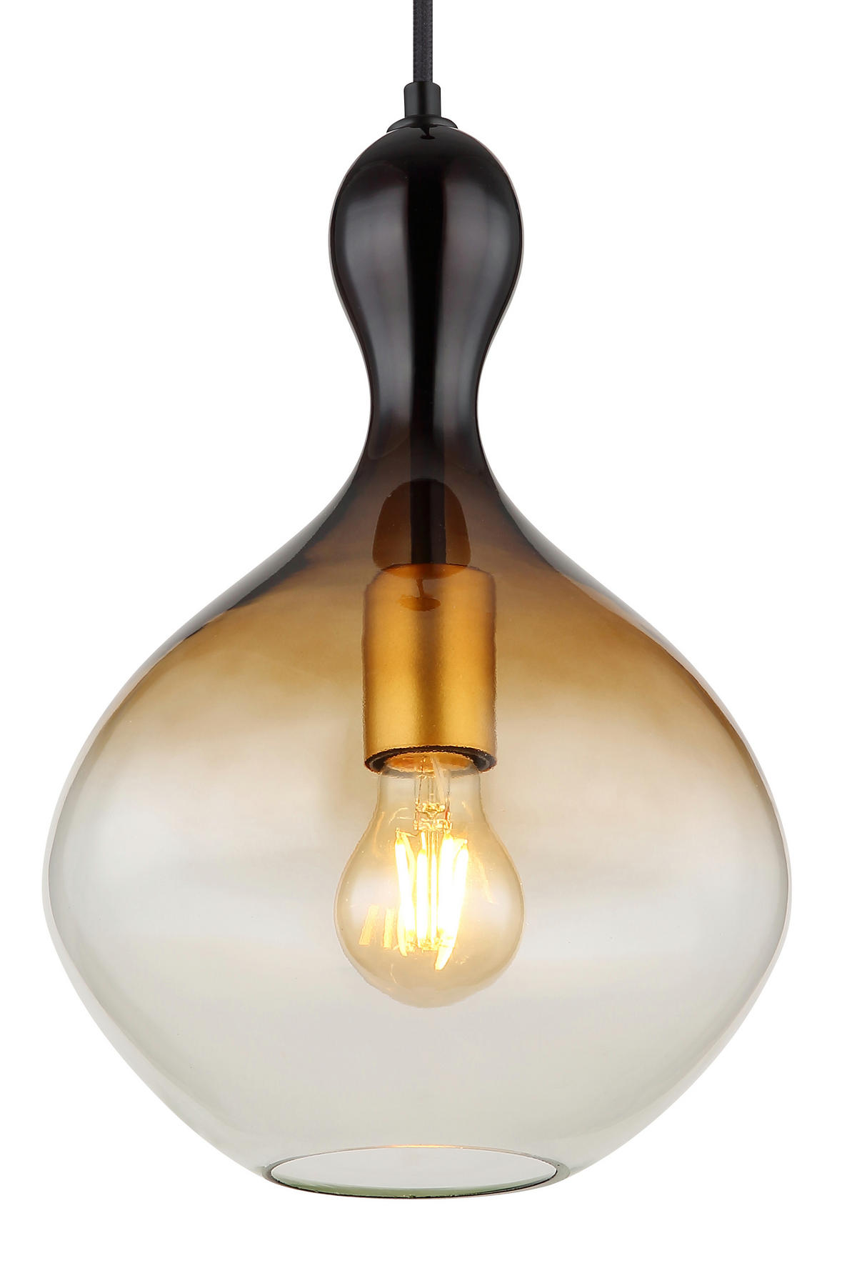 HÄNGELEUCHTE 23/120 cm    - Klar/Goldfarben, Design, Glas/Textil (23/120cm) - Globo