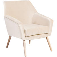 SESSEL in Samt, Velours Creme, Buchefarben  - Buchefarben/Creme, Design, Holz/Textil (67/81/71cm) - Max Winzer