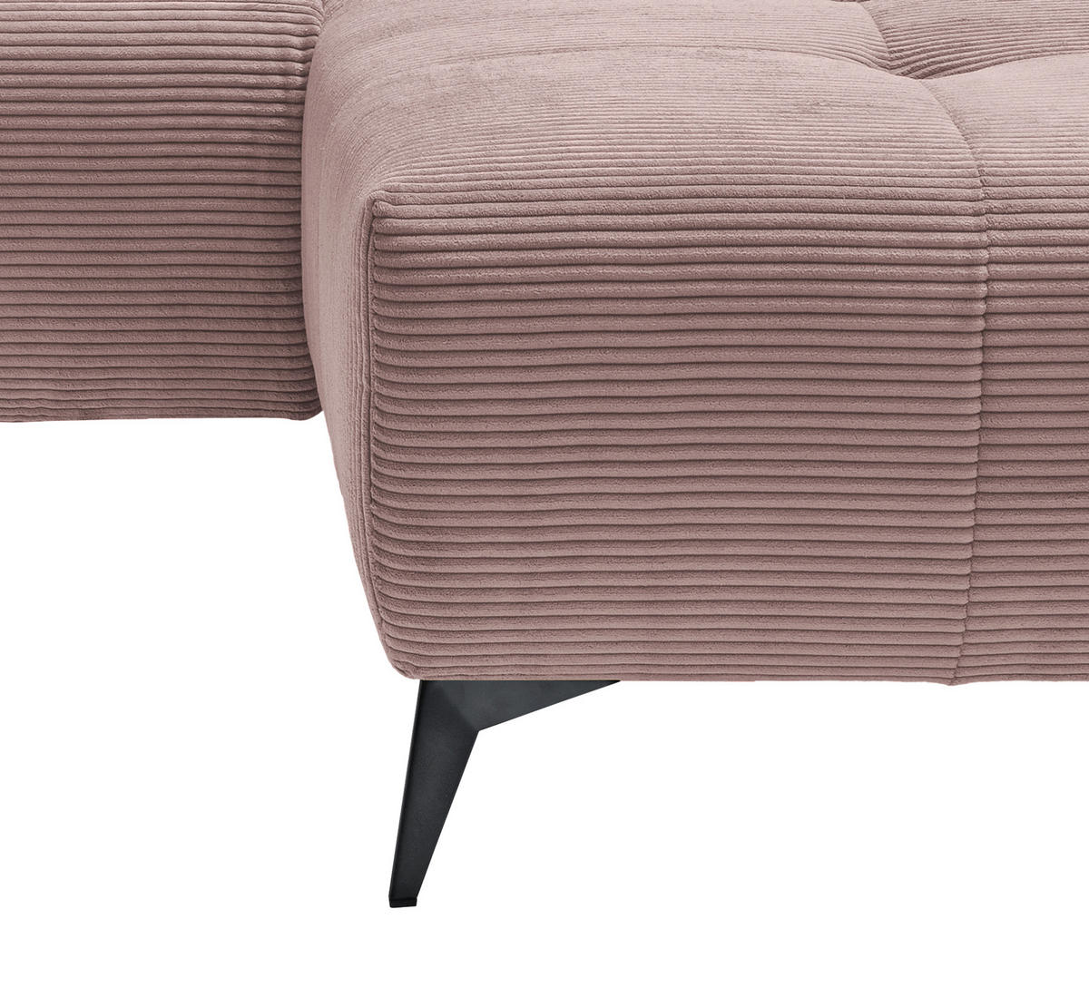 ECKSOFA in Cord Rosa  - Schwarz/Rosa, Modern, Textil/Metall (258/180cm) - Livetastic