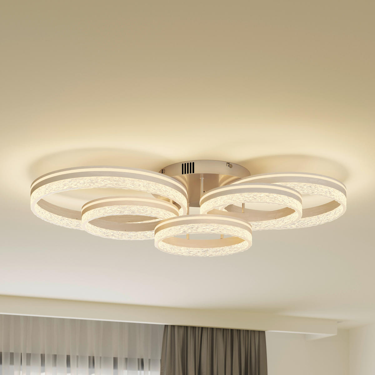 STROPNÍ LED SVÍTIDLO, 100/56/22 cm - cappuccino, Design, kov/plast (100/56/22cm) - Novel