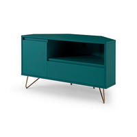 NÍZKA KOMODA, modrá, 100/58/50 cm - modrá/mosadzná, Design, kov/kompozitné drevo (100/58/50cm) - Livetastic