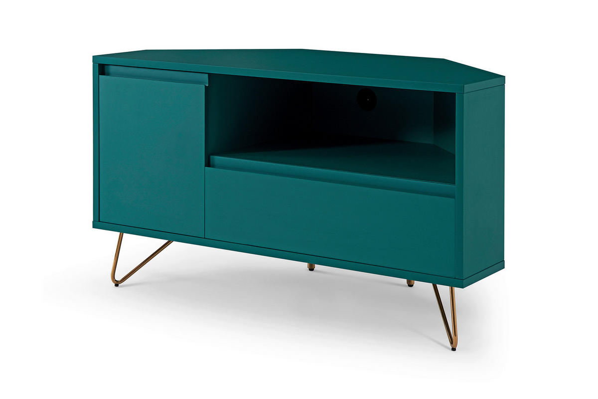 NÍZKA KOMODA, modrá, 100/58/50 cm - modrá/mosadzná, Design, kov/kompozitné drevo (100/58/50cm) - Livetastic