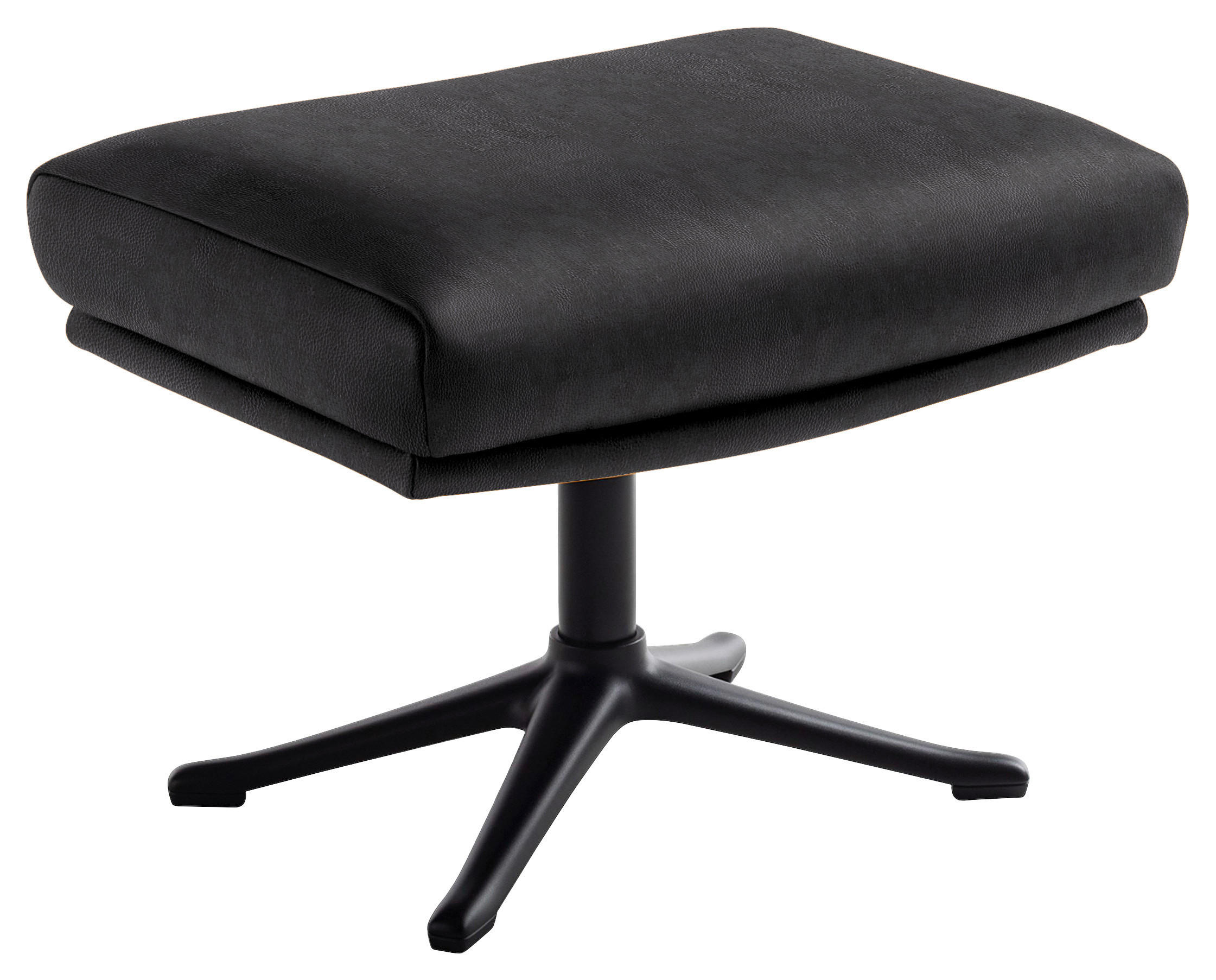 HOCKER in Leder Schwarz  - Schwarz, Design, Leder/Metall (54/41/41cm) - home24