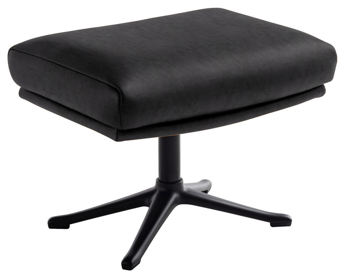 HOCKER in Leder Schwarz  - Schwarz, Design, Leder/Metall (54/41/41cm) - home24