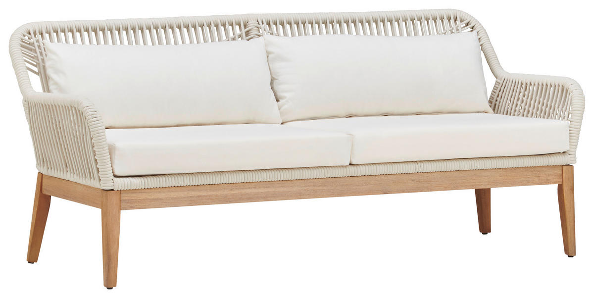 LOUNGEGARNITUR Akazie vollmassiv Aluminium  - Creme/Weiß, MODERN, Holz/Metall (85/55/45cm) - Ambia Garden