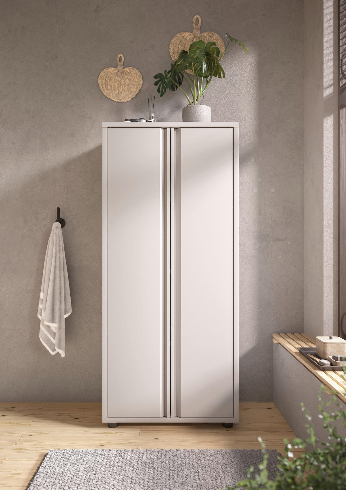 MIDISCHRANK 60/135/30 cm  - Kaschmir/Schwarz, Design, Kunststoff/Metall (60/135/30cm) - home24