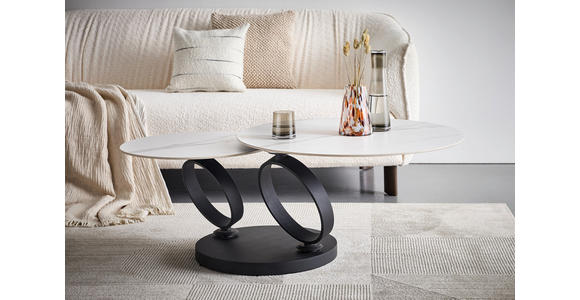 COUCHTISCH 80-133,5/80/43 cm rund Schwarz, Weiß - Schwarz/Weiß, Design, Keramik/Metall (80-133,5/80/43cm) - Dieter Knoll