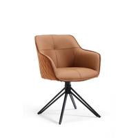 ARMLEHNSTUHL  Sitzfläche 180° drehbar, automatische Rückholfunktion Mikrofaser Echtleder  - Schwarz/Braun, MODERN, Leder/Textil (59/82/62cm) - MID.YOU