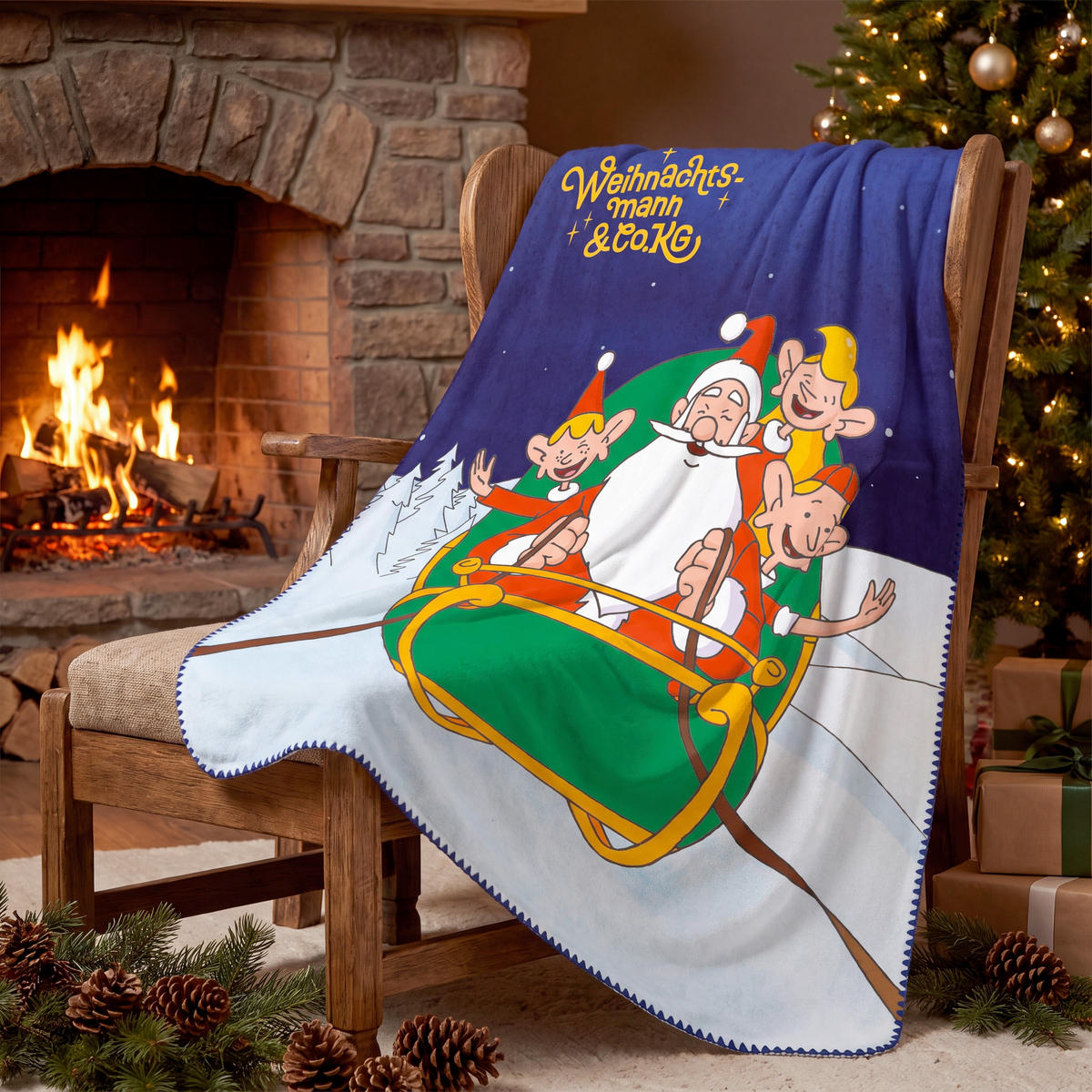 DECKE Weihnachtsmann & Co. KG 150/200 cm  - Multicolor/Dunkelblau, Trend, Textil (150/200cm) - Herding