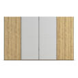 SCHWEBETÜRENSCHRANK 360/223/68 cm 4-türig Eichefarben, Chromfarben, Hellgrau  - Chromfarben/Eichefarben, Design, Glas/Holz (360/223/68cm) - Novel