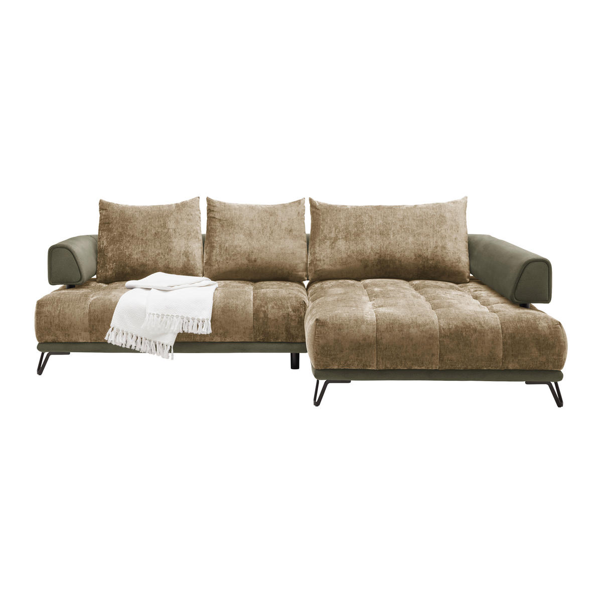 HÖRNSOFFA i olivgrön  - olivgrön/svart, Modern, metall/textil (262/67-87/184cm) - MID.YOU