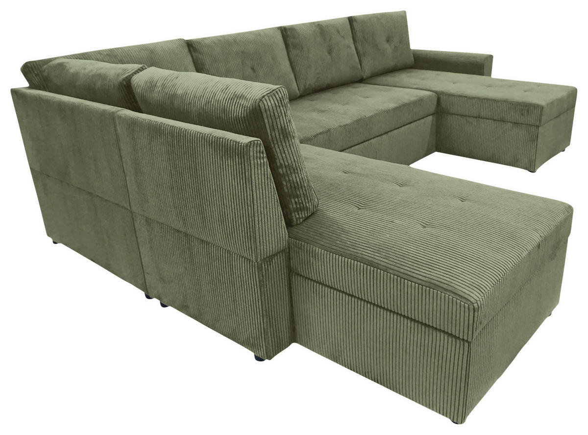 WOHNLANDSCHAFT TERMOLI Mintgrün Cord  - Schwarz/Mintgrün, Design, Kunststoff/Textil (212/297/155cm) - MID.YOU