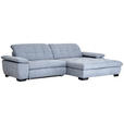 ECKSOFA  in Webstoff Blaugrau Rücken echt, Kopfteilverstellung  265/180 cm  - Blaugrau/Schwarz, Design, Textil/Metall (265/180cm) - Carryhome