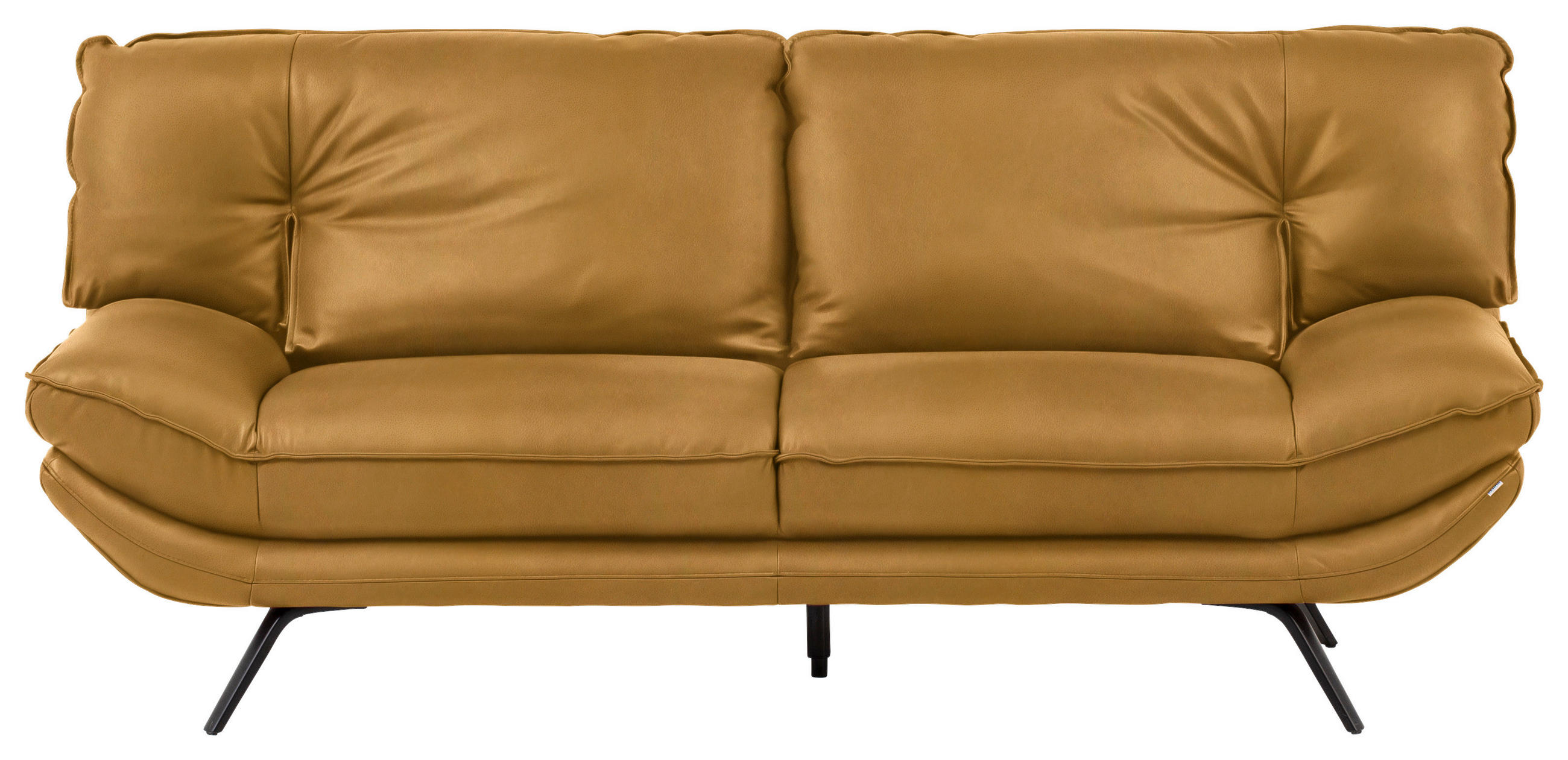 2,5-SITZER  in Echtleder Currygelb   - Currygelb/Schwarz, Design, Leder/Metall (206/94/95cm) - Celina