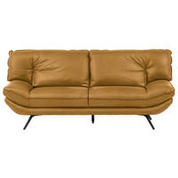 2,5-SITZER Echtleder Currygelb  - Currygelb/Schwarz, Design, Leder/Metall (206/94/95cm) - Celina