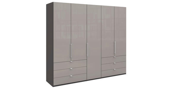 FALTTÜRENSCHRANK Glasfront in Hellgrau, Dunkelgrau - Chromfarben/Dunkelgrau, KONVENTIONELL, Glas/Holzwerkstoff (250/216/58cm) - Venda