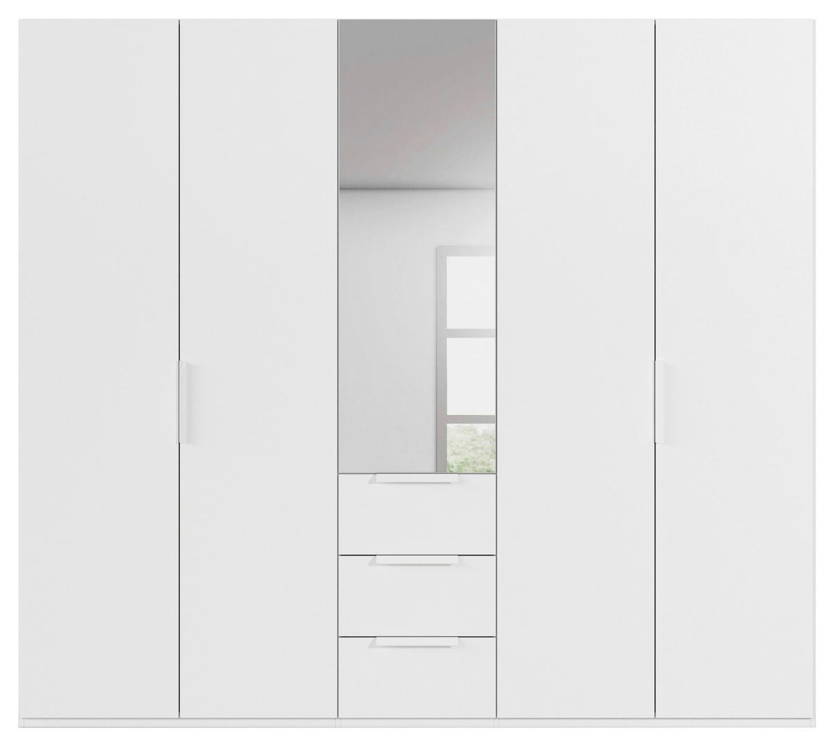DREHTÜRENSCHRANK 251/223/61 cm,  in Weiß, 5-türig  - Weiß, Basics, Glas/Holzwerkstoff (251/223/61cm) - Novel