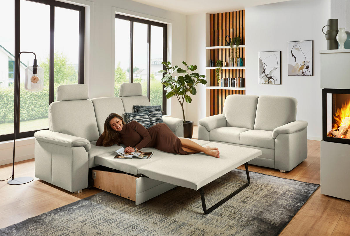 SITZGARNITUR Chenille Silberfarben  - Silberfarben/Alufarben, Konventionell, Textil/Metall (208/156/96/89cm) - Beldomo Comfort