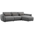 ECKSOFA  in Chenille Dunkelgrau  340/190 cm  - Dunkelgrau/Schwarz, Design, Kunststoff/Textil (340/190cm) - Belluti