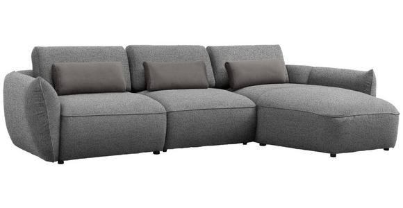 ECKSOFA  in Chenille Dunkelgrau  340/190 cm  - Dunkelgrau/Schwarz, Design, Kunststoff/Textil (340/190cm) - Belluti