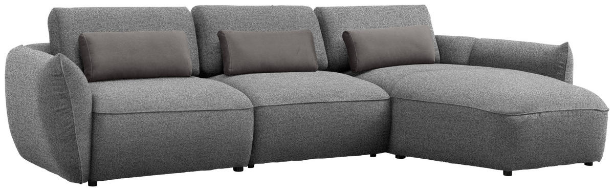 ECKSOFA  in Chenille Dunkelgrau  340/190 cm  - Dunkelgrau/Schwarz, Design, Kunststoff/Textil (340/190cm) - Belluti