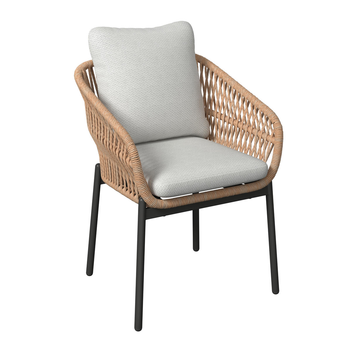 GARTENSTUHL Aluminium Anthrazit, Naturfarben, Hellgrau  - Anthrazit/Hellgrau, Basics, Kunststoff/Textil (63/80/61cm) - Ambia Garden