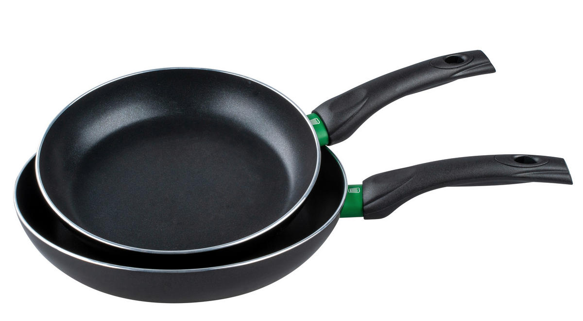 SADA PÁNVÍ, 24+26 cm, nepřilnavý povrch ILAG®, 2dílné - černá/zelená, Basics, kov (24+26cm) - Chefkoch+Fackelmann