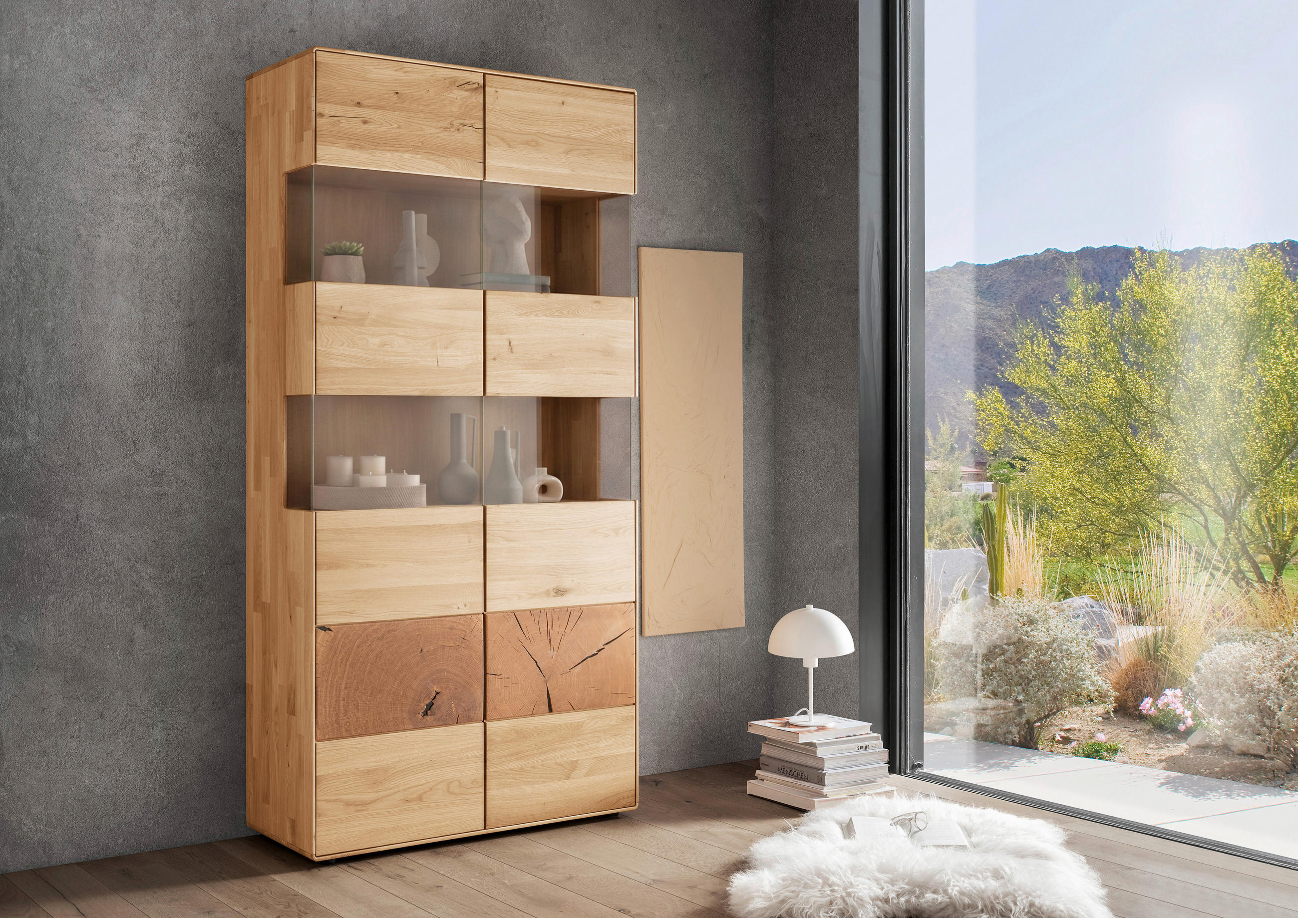 VITRINE  in massiv Wildeiche Wildeiche  - Wildeiche, Basics, Holz (100/202/40cm) - Livetastic